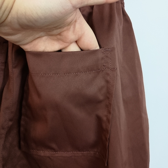 2/$30 CELEBRITY PINK Winter Fall Chocolate Satin Wide Leg Cargo Pants (#1,516) - Picture 9 of 13